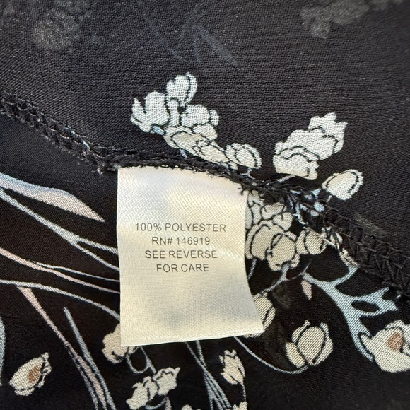 Cloud Chaser Sheer Black Floral Blouse with Tie Sleeves (L) - Picture 7 of 7